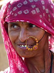 Rajasthani woman bearing nose ring