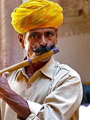 Rajasthani man playing flute